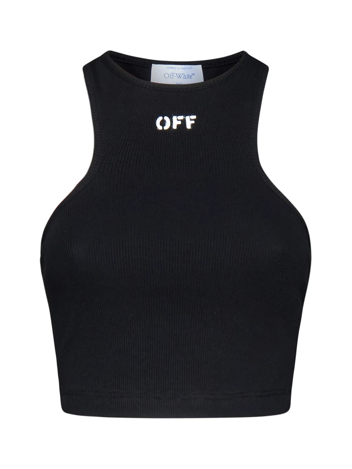 Off-White Logo Printed Ribbed-Knit Sleeveless Top | Cettire Global
