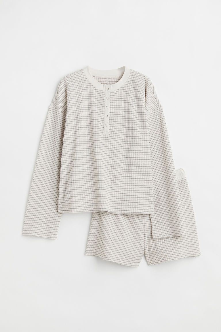 H & M - Waffled Pajamas - Brown | H&M (US + CA)