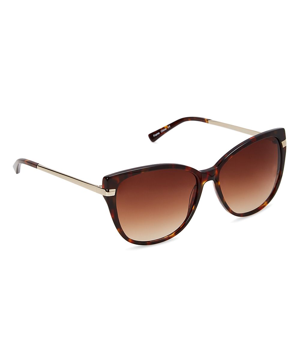H by Halston Women's Sunglasses TORTOISE - Tortoise & Brown Gradient Modified Cat-Eye Sunglasses | Zulily
