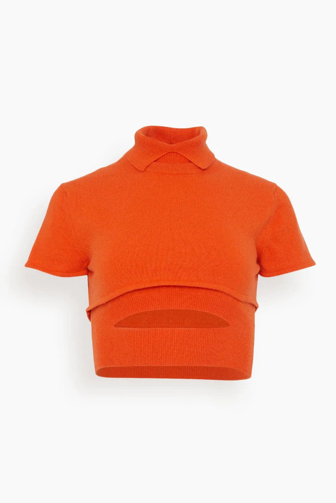 Cropped Mock Sweater in Orange | Hampden Clothing