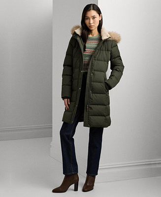 Women's Faux-Fur Hooded Puffer Coat | Macy's