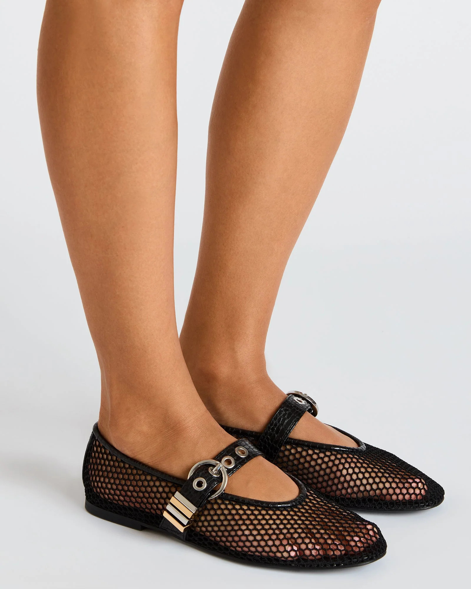 LUCIA Black Mesh Mary Jane Ballet Women's Flat | Steve Madden (US)
