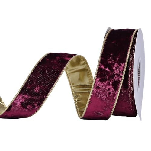 Ribest Burgundy Velvet Wired Ribbon, 1-1/2 in 10 Yd | Amazon (US)