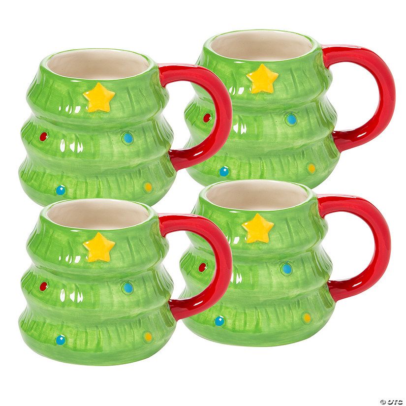 Christmas Tree Ceramic Mugs - 4 Pc. | Oriental Trading Company