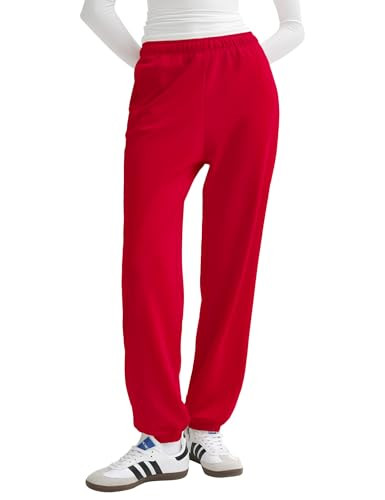 PUMIEY Womens Sweatpants High Waisted Baggy Sweat Pants Workout Casual Joggers Pants, Ruby XX-Large | Amazon (US)