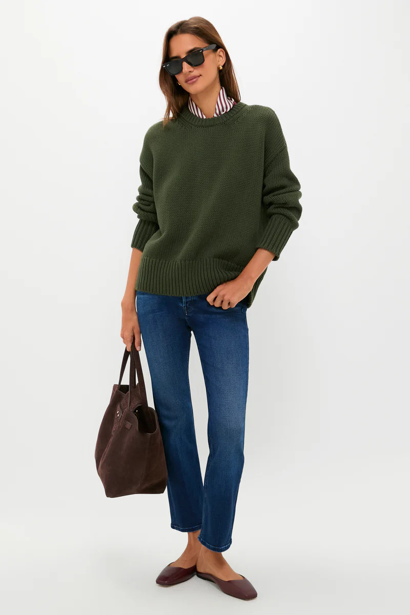 Hunter Green Cotton Cliff Crewneck Sweater | Tuckernuck (US)