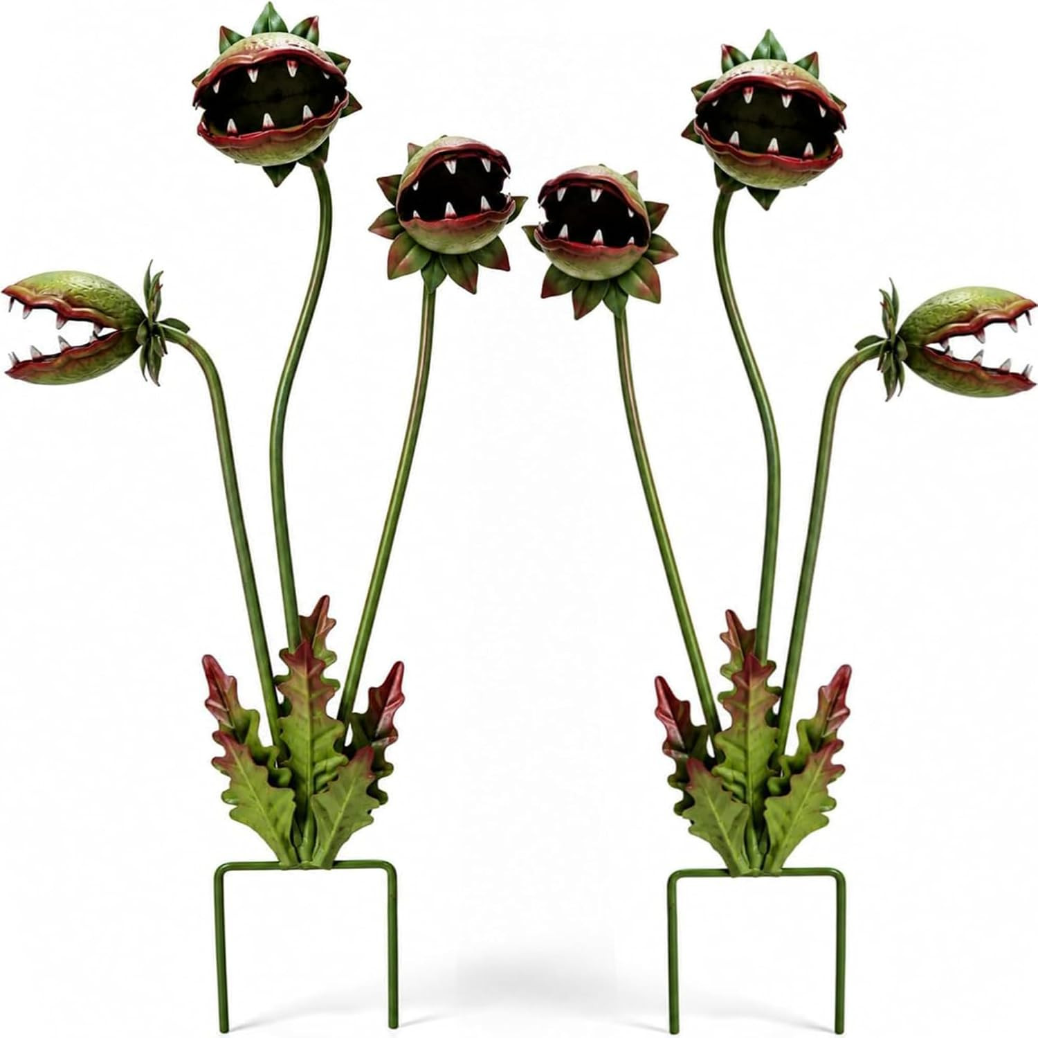 Whimsical Metal Carnivorous Plant Garden Stake, 25 Inch Large Venus Flytrap Sculpture, Durable Yard Art Decor for Outdoor Patios Lawn Planters Flower Beds, Unique Quirky Garden Gift-2 Pack | Amazon (US)