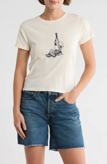 Hi Res Oysters & Wine Cotton Graphic T-Shirt in Marshmallow at Nordstrom Rack, Size X-Large | Nordstrom Rack