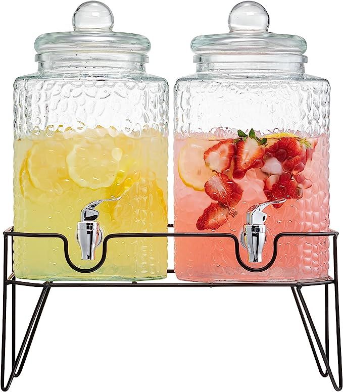 Style Setter Beverage Dispenser w/Stand (Set of 2), 1.5 Gallon Large Countertop Glass Drink Dispe... | Amazon (US)