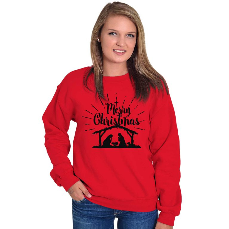 Jesus Sweat Shirt Sweatshirt For Womens Merry Christmas Christian Nativity God - Walmart.com | Walmart (US)