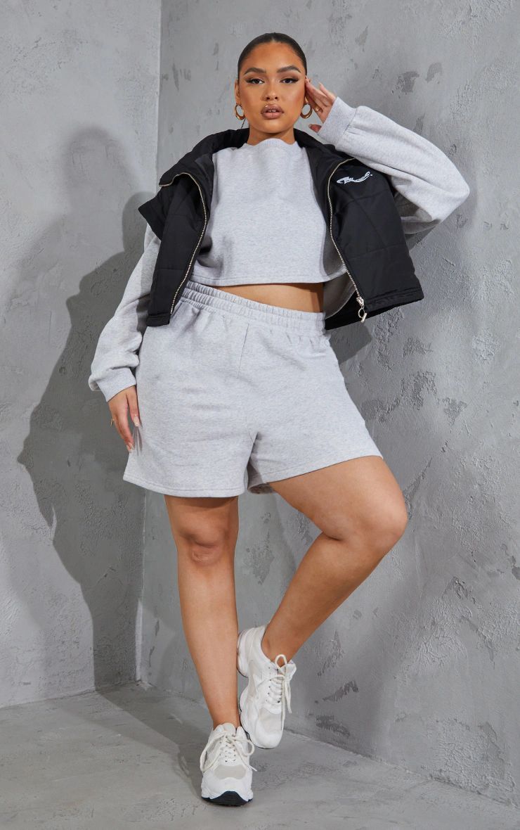 REEL Cotton Plus Ash Grey Pocket Sweat Shorts | PrettyLittleThing US