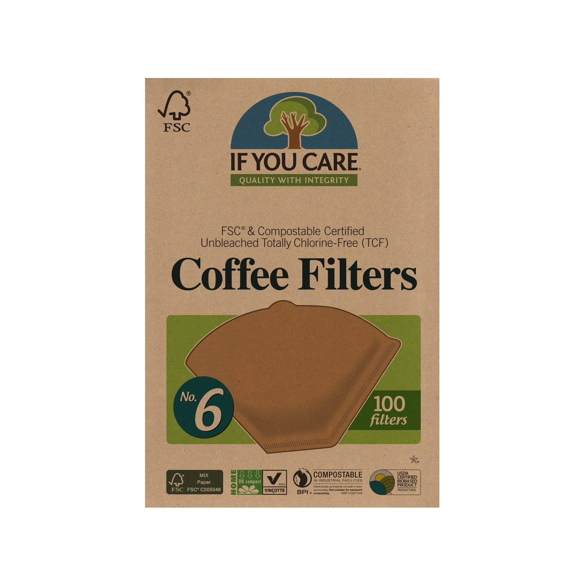 If You Care Unbleached Coffee Filters, #6 - 100 Count (Pack of 1) â€“ Cone Shaped, All Natur... | Amazon (US)