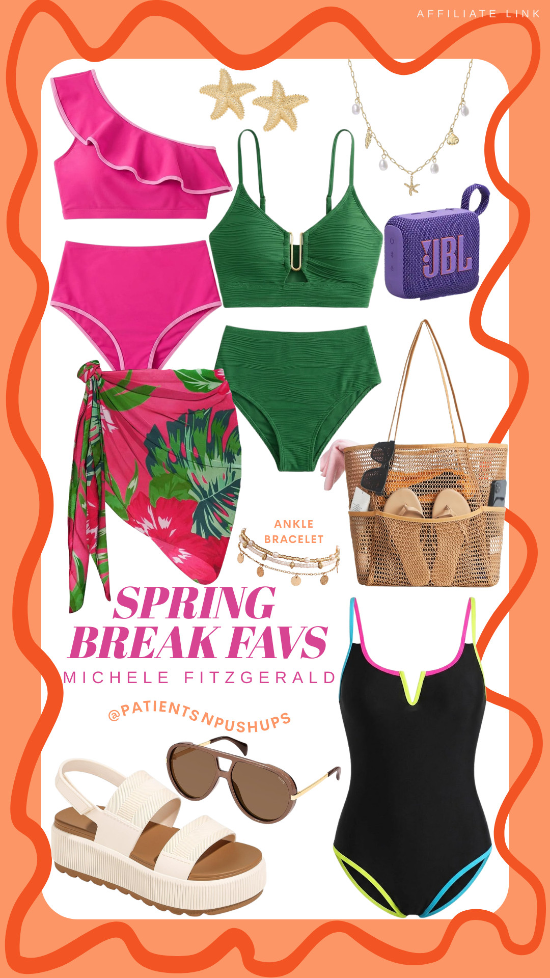 Counting down the days until OOO! ✈️ This Spring Break edit has everything from the perfect high-waisted bikinis to the mesh tote that actually fits everything. That hot pink ruffle set is officially my personality now. 💖 #SpringBreakFavs 

 #LTKSpringSale #LTKSwim #LTKTravel