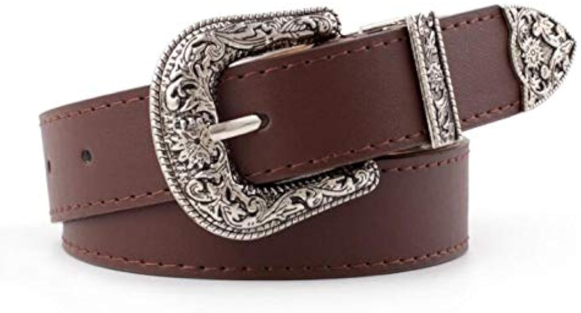 INOGIH Adjustable-Vintage-Western-Cowboy-Belt Women Men - Cowboy-Style Engraved-Buckle Belt for J... | Amazon (US)