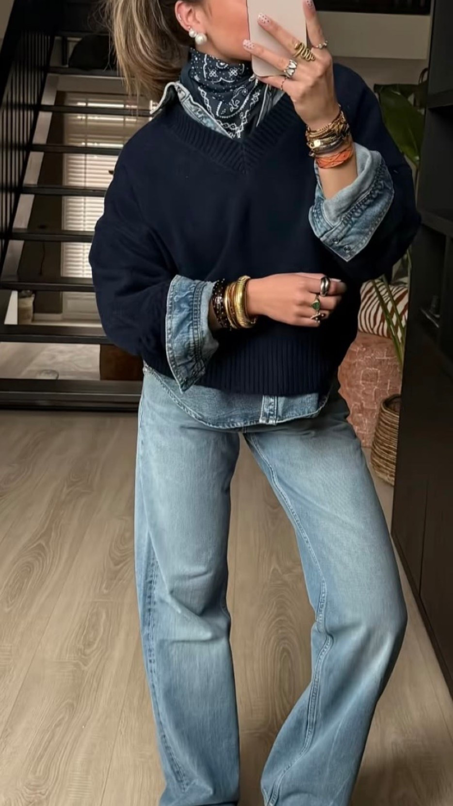 Denim on denim with a sweater !! Pretty scarf to match too;) This outfit is perfect for colder days when you still want to feel your best in style 😎💙💙

#LTKWorkwear #LTKootd #LTKdayinmylife