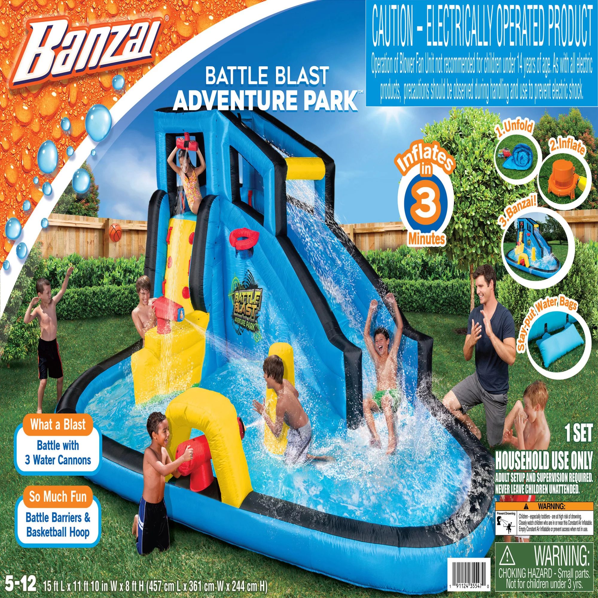 Banzai Battle Blast Inflatable Water Park Play Center - Water Slide, Climbing Wall & Oversized Sp... | Walmart (US)