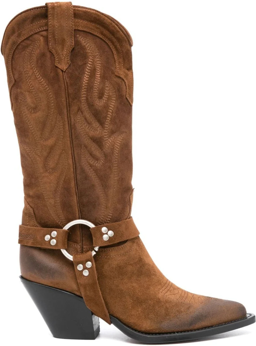 Sonora Women's Suede Texan Boots in Brown | Size 40 | SANTAFEBELT60SUEDEOILBRUSHEDRUSTYBROWN | LOZURI