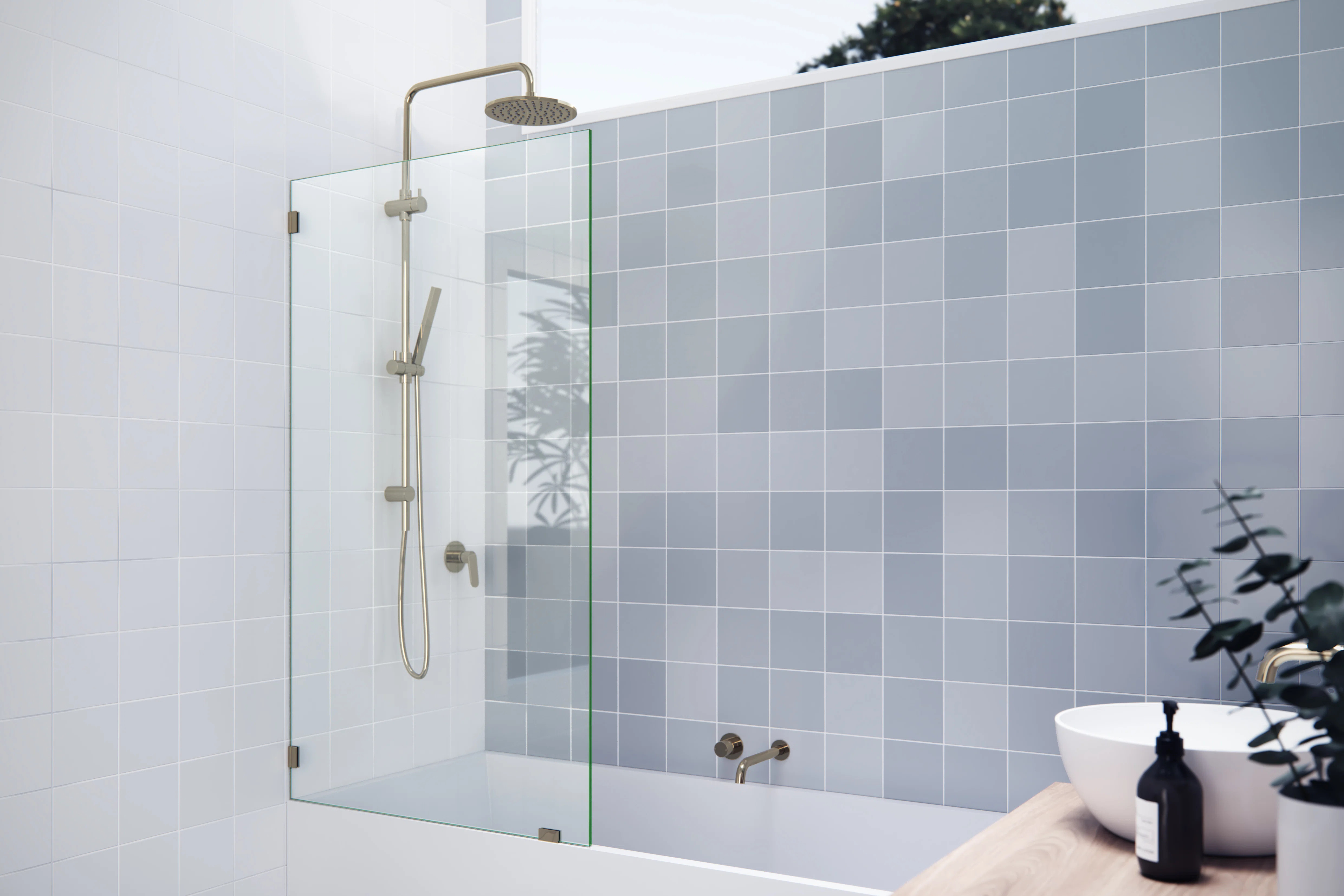 Vela 33 in. x 58.25 in. Frameless Single Fixed Bath Panel GW-BF-33-PB | Wayfair North America