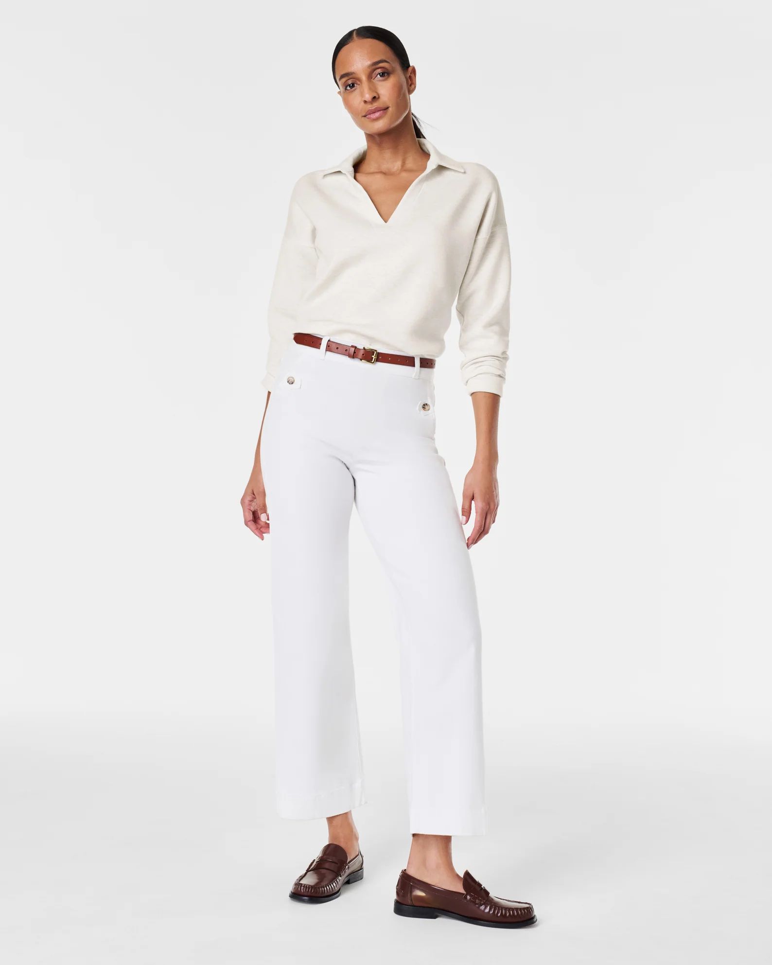 Stretch Twill Cropped Wide Leg Pant | Spanx