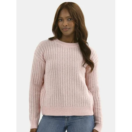 Time and Tru Women's and Women’s Plus Textured Stitch Sweater, Midweight, Sizes XS-4X | Walmart (US)