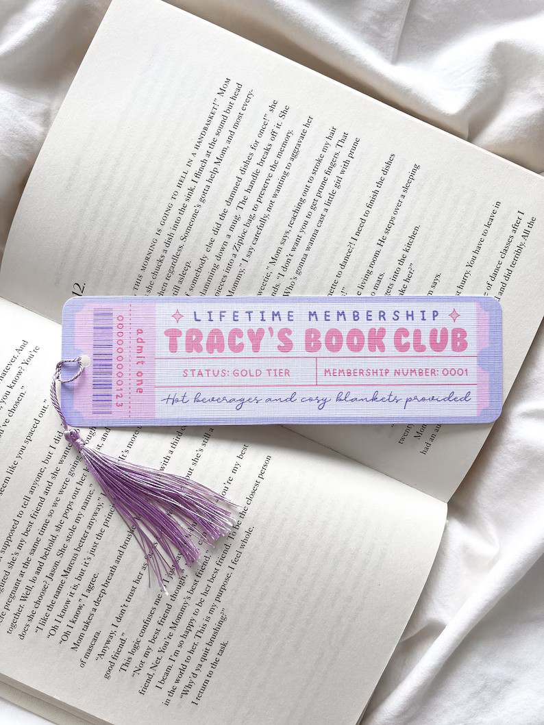 Purple Customised Personalised Name Bookmark Personalised Book Club Bookmark Bookmark Ticket Vouc... | Etsy (US)