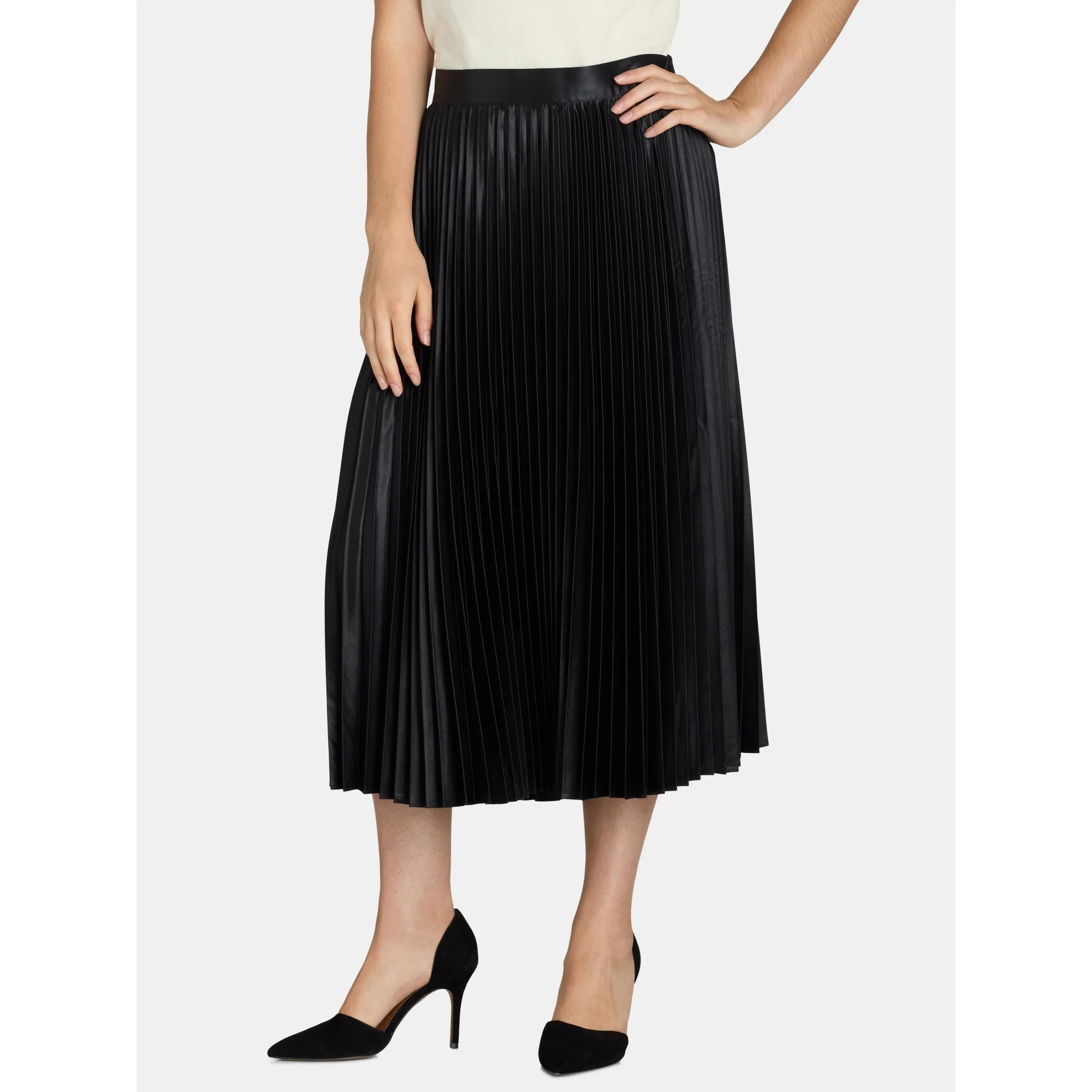 Free Assembly Women’s Pleated Metallic Maxi Skirt, Sizes XS-XXXL | Walmart (US)