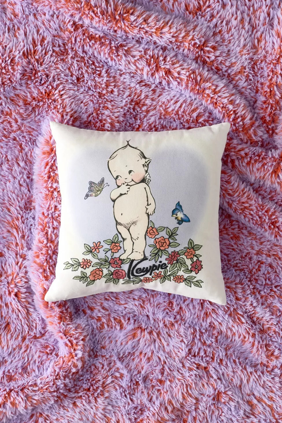 Kewpie UO Exclusive Cherub Embroidered Throw Pillow | Urban Outfitters (US and RoW)