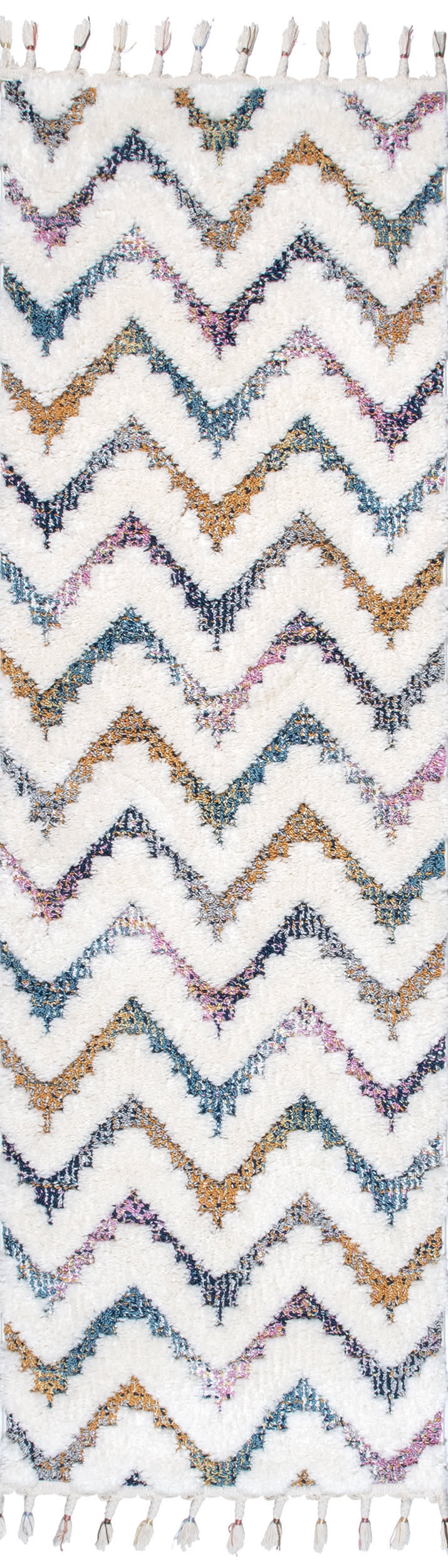 Ivory Carved Chevron Shag 2' 8"" x 8' rug | Rugs USA