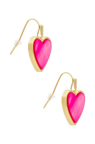 Kendra Scott Heart Drop Earrings in Gold Hot Pink Mother Of Pearl from Revolve.com | Revolve Clothing (Global)
