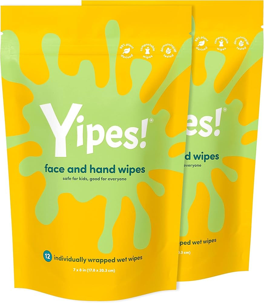 Yipes! Face & Hand Wipes for Kids | Pack of 2 Pouches (24 Individually Wrapped Wipes in Total) Yi... | Amazon (US)