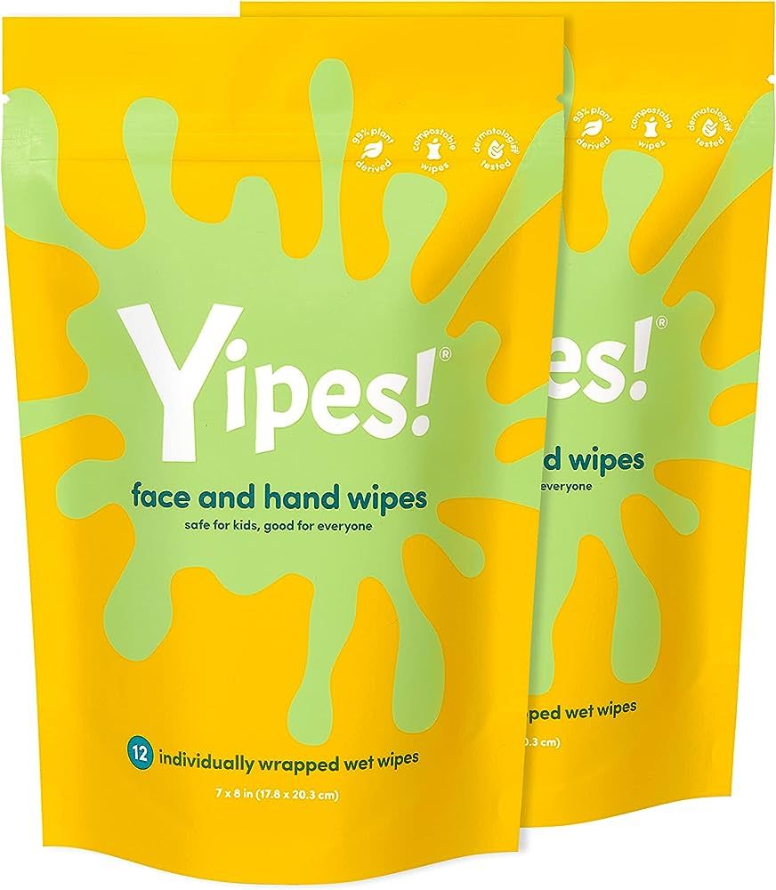 Yipes! Face & Hand Wipes for Kids | Pack of 2 Pouches (24 Individually Wrapped Wipes in Total) Yi... | Amazon (US)