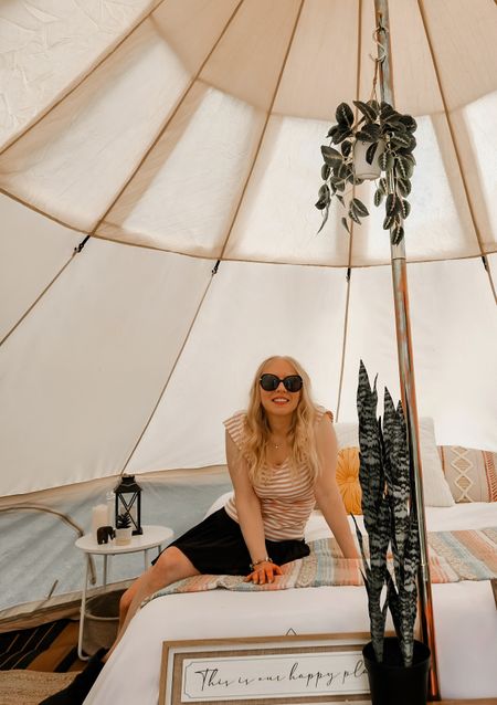 Hanging out in a glamping tent wearing the cutest outfit!My top is from Amazon and my skirt is from Target!💖

#LTKFestival #LTKfindsunder50 #LTKstyletip