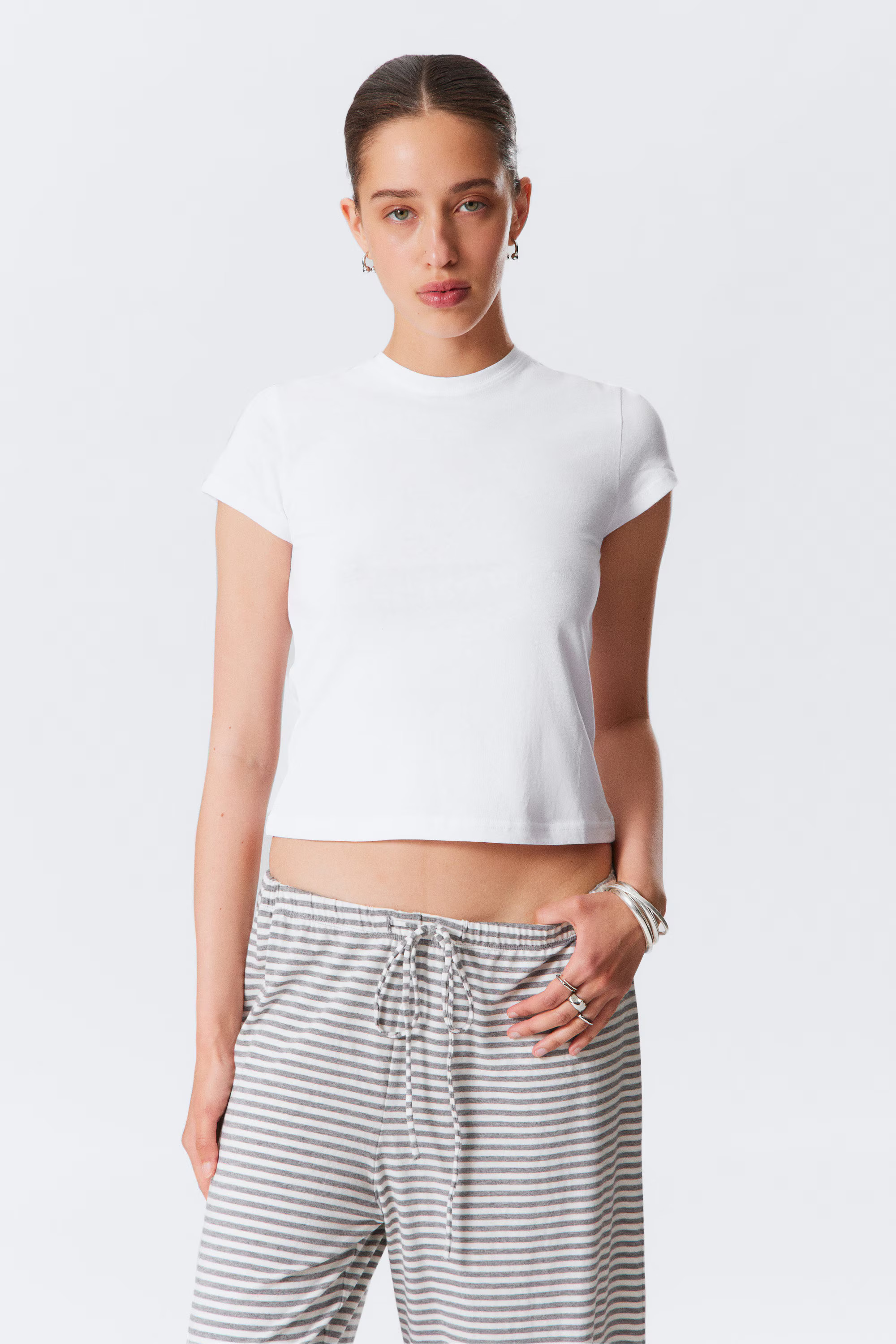 Slim Short-Sleeved Cotton T-shirt | Weekday