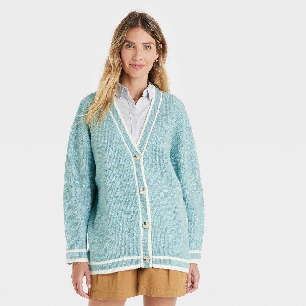 Women's Button-Front Cardigan - A New Day Blue M | Target