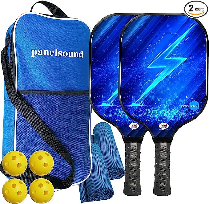 Panel Sound USAPA Approved Fiberglass Pickleball Paddles Set of 2, Lightweight Pickleball Rackets... | Amazon (US)