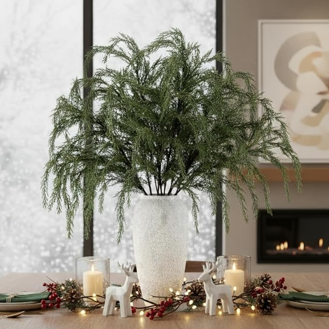 Giegxin 6 Pcs 36 Inch Christmas Artificial Cedar Branches Realistic Modern Greenery Norfolk Pine ... | Amazon (US)