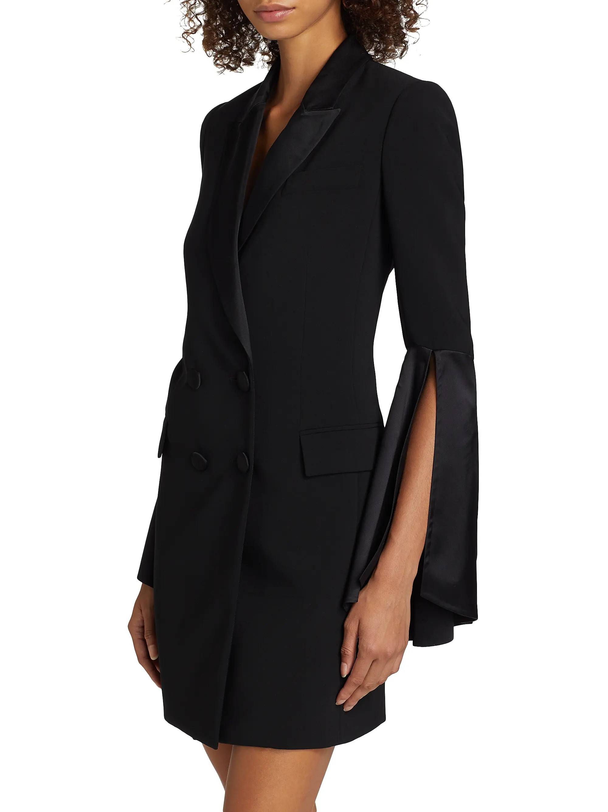 Double-Breasted Bell-Sleeve Tuxedo Minidress | Saks Fifth Avenue