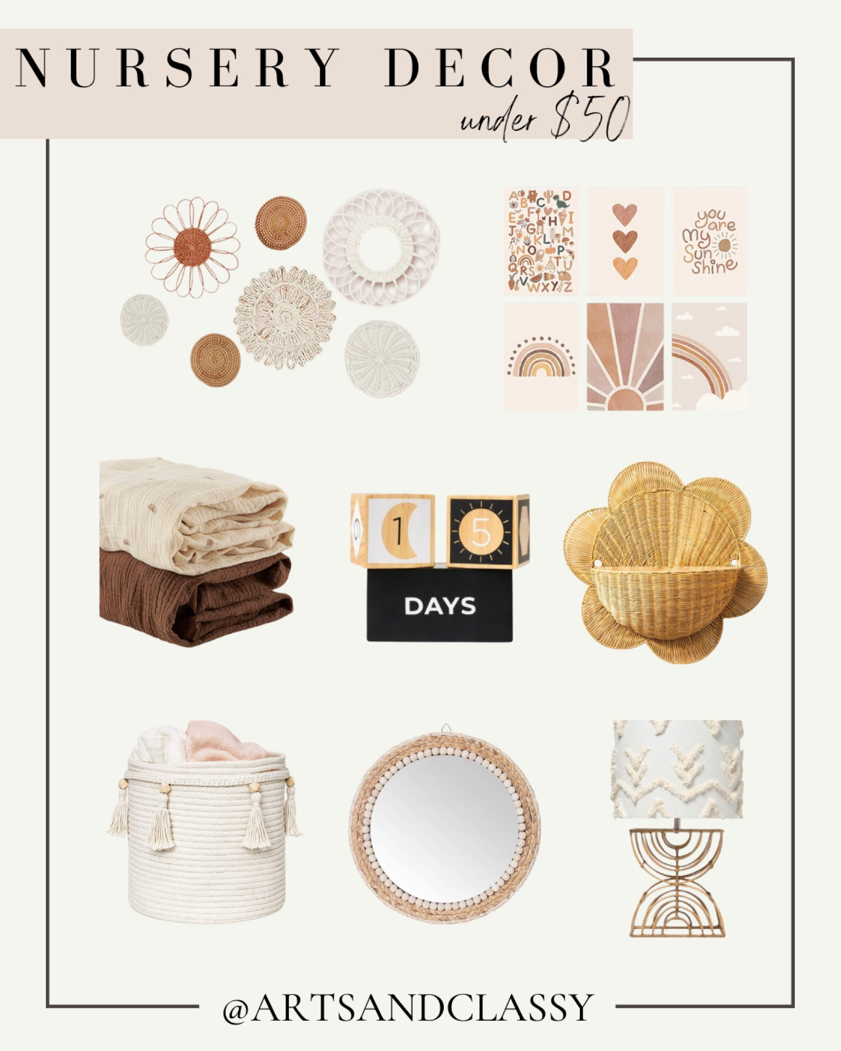 Nursery decor finds that give all the boho  vibes! From rainbows to sunshine and all things rattan.

#LTKbaby #LTKhome #LTKunder50
