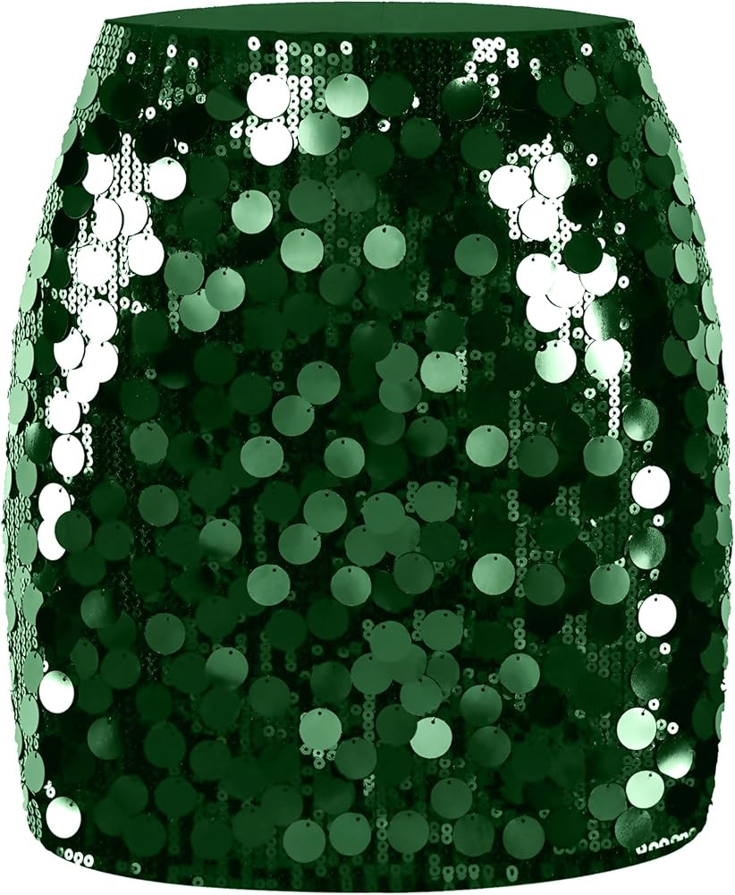 MANER Women's Sequin Skirt Sparkle Stretchy Bodycon Mini Skirts Night Out Party | Amazon (US)