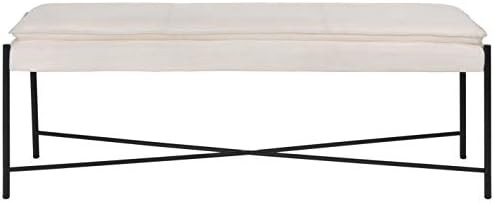 Safavieh Home Kara 50-inch Light Beige and Black Cushioned X-Bench | Amazon (US)
