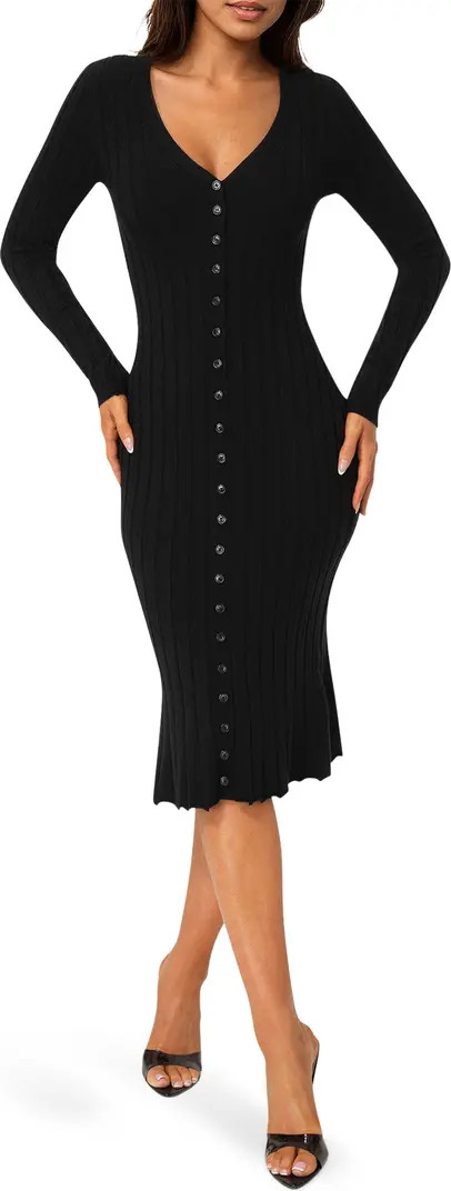 bebe Long Sleeve Rib Cardigan Dress | Nordstromrack | Nordstrom Rack