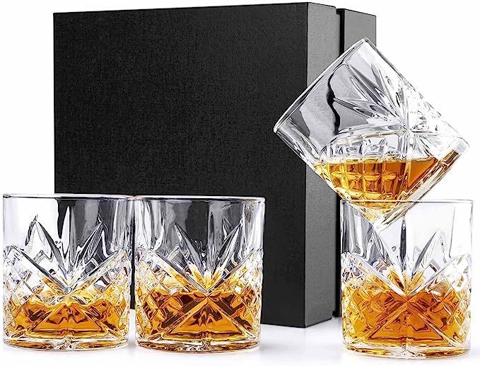 DEPAD Whiskey Glasses Set of 4, Old Fashioned Crystal Glasses 11 OZ, Dublin Design Bourbon ... | Amazon (US)