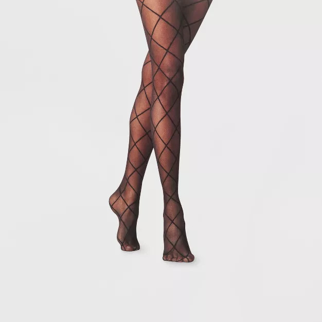 Women's Diamond Shift Sheer Tights - A New Day™ Black | Target