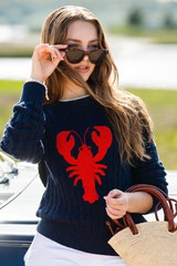 Lobster Cable Knit Sweater in Navy | Kiel James Patrick