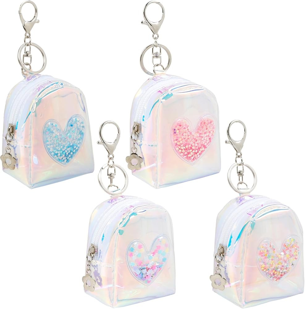 4Pcs Mini Backpack Keychain,Cute Cosmetic Bag for Women,TPU Clear Makeup Bag Key Pocket Lipstick ... | Amazon (US)