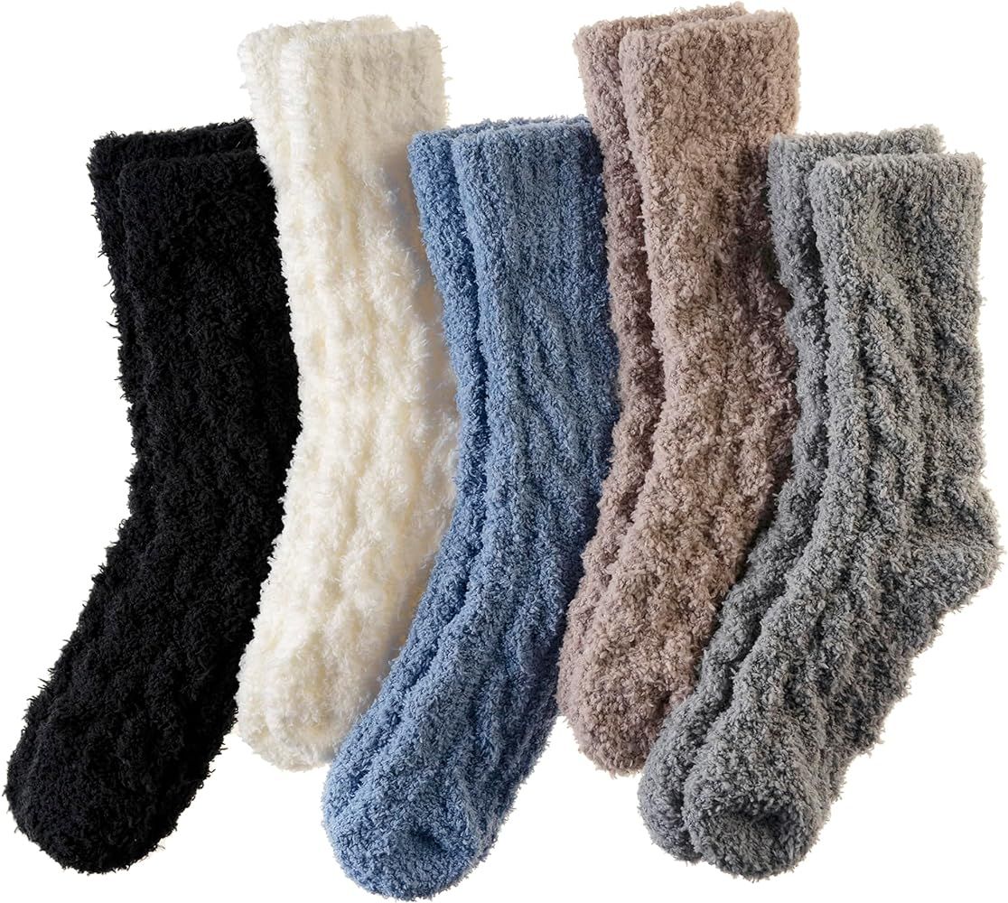 AMENLAN Women Fuzzy Slipper Socks Winter Microfiber Soft Cozy Plush Fluffy Socks Warm Comfy Therm... | Amazon (US)