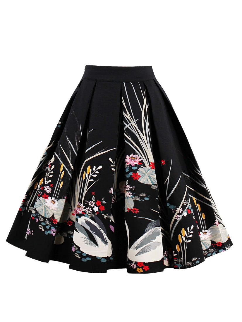 Botanical Print Box Pleated Skirt | SHEIN