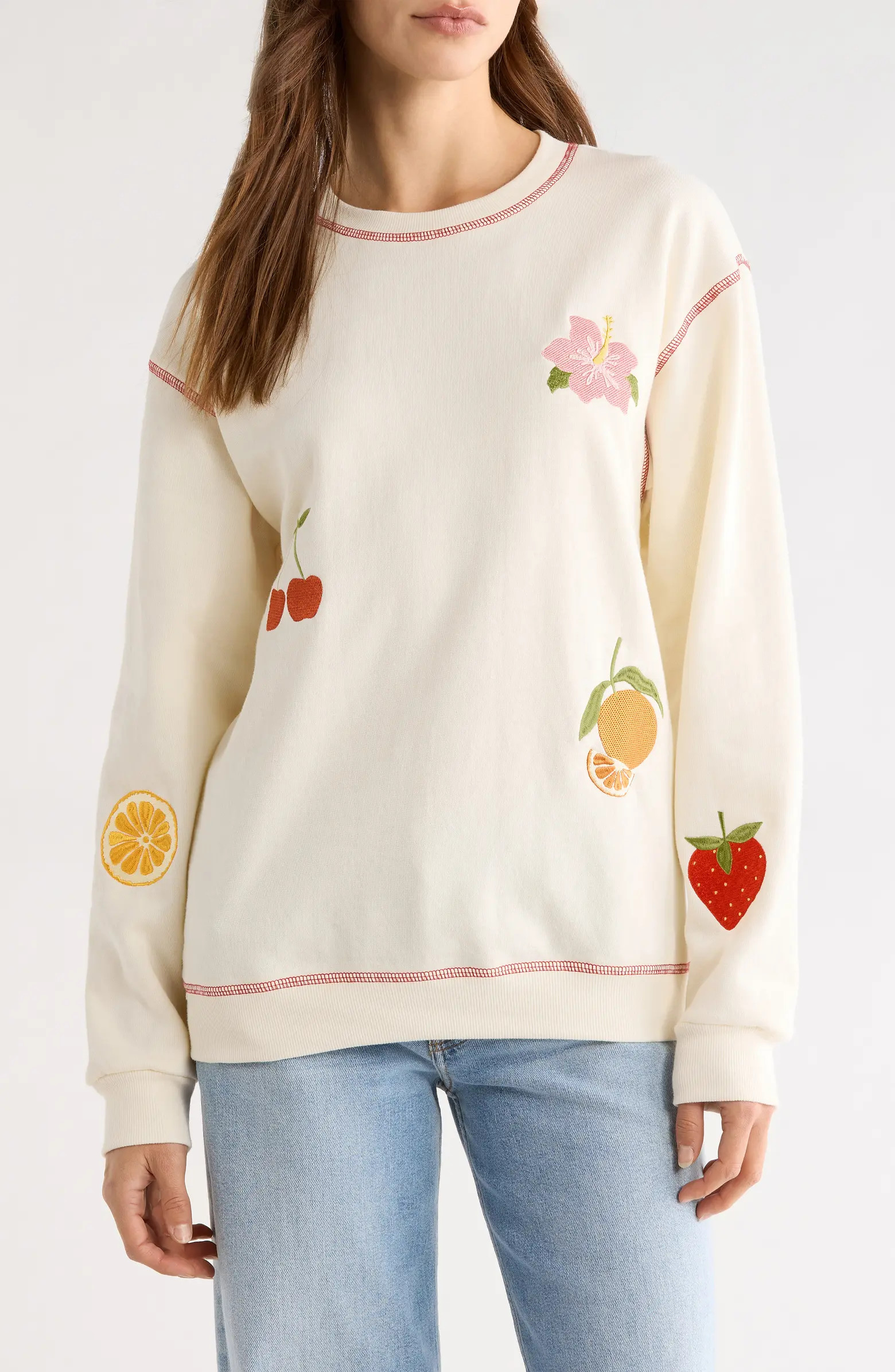 Fruit Embroidery Fleece Sweatshirt | Nordstrom