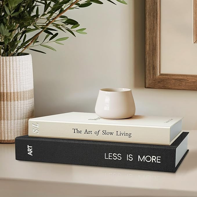 Decorative Books for Home Decor - Minimalist Fake Books for Decoration - Set of 2 Linen Faux Book... | Amazon (US)