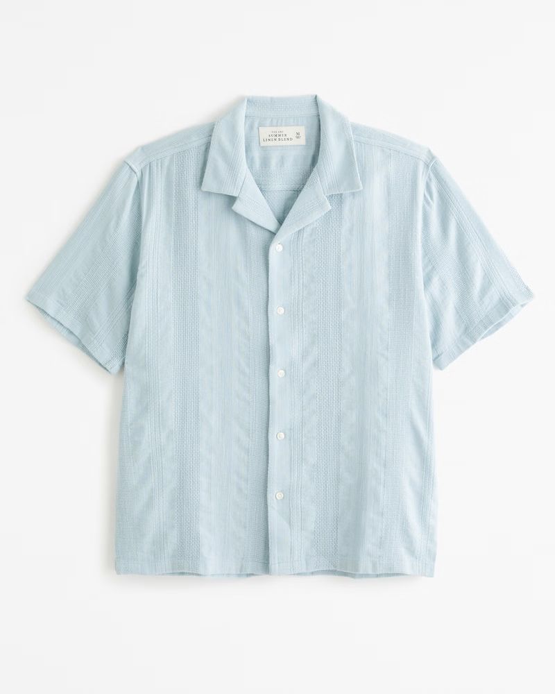 Camp Collar Linen-Blend Textured Shirt | Abercrombie & Fitch (US)